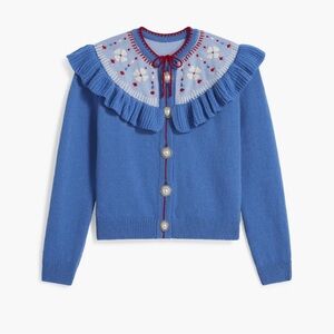 Blue Ruffled Women's Sweater